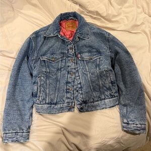 Levi's Classic Blue Jean Jacket with Pink Lining